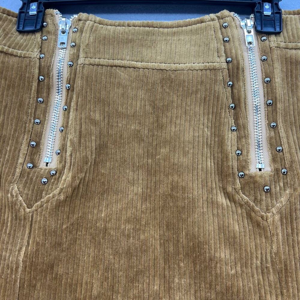 Pol Women's Corduroy Mini Skirt Size Large Mustard Color Dueling ZippersSMS14A - Picture 6 of 10